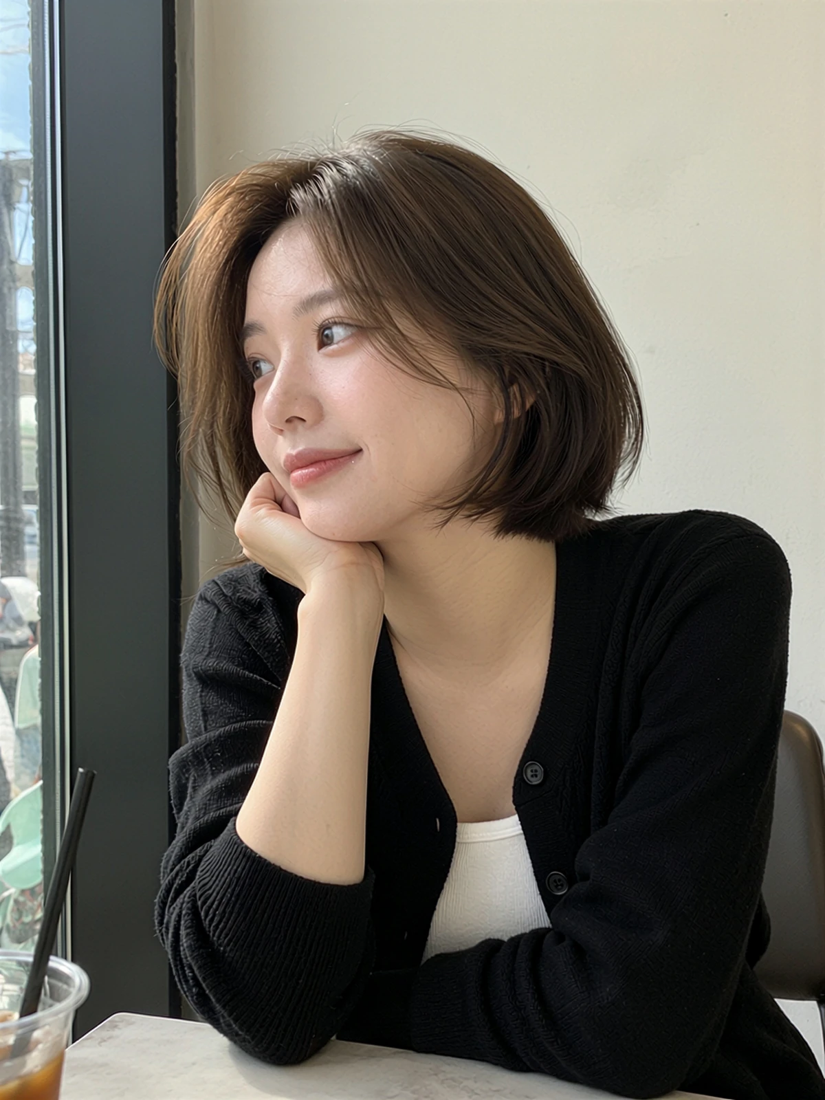 사이드 파트 레이어드 보브