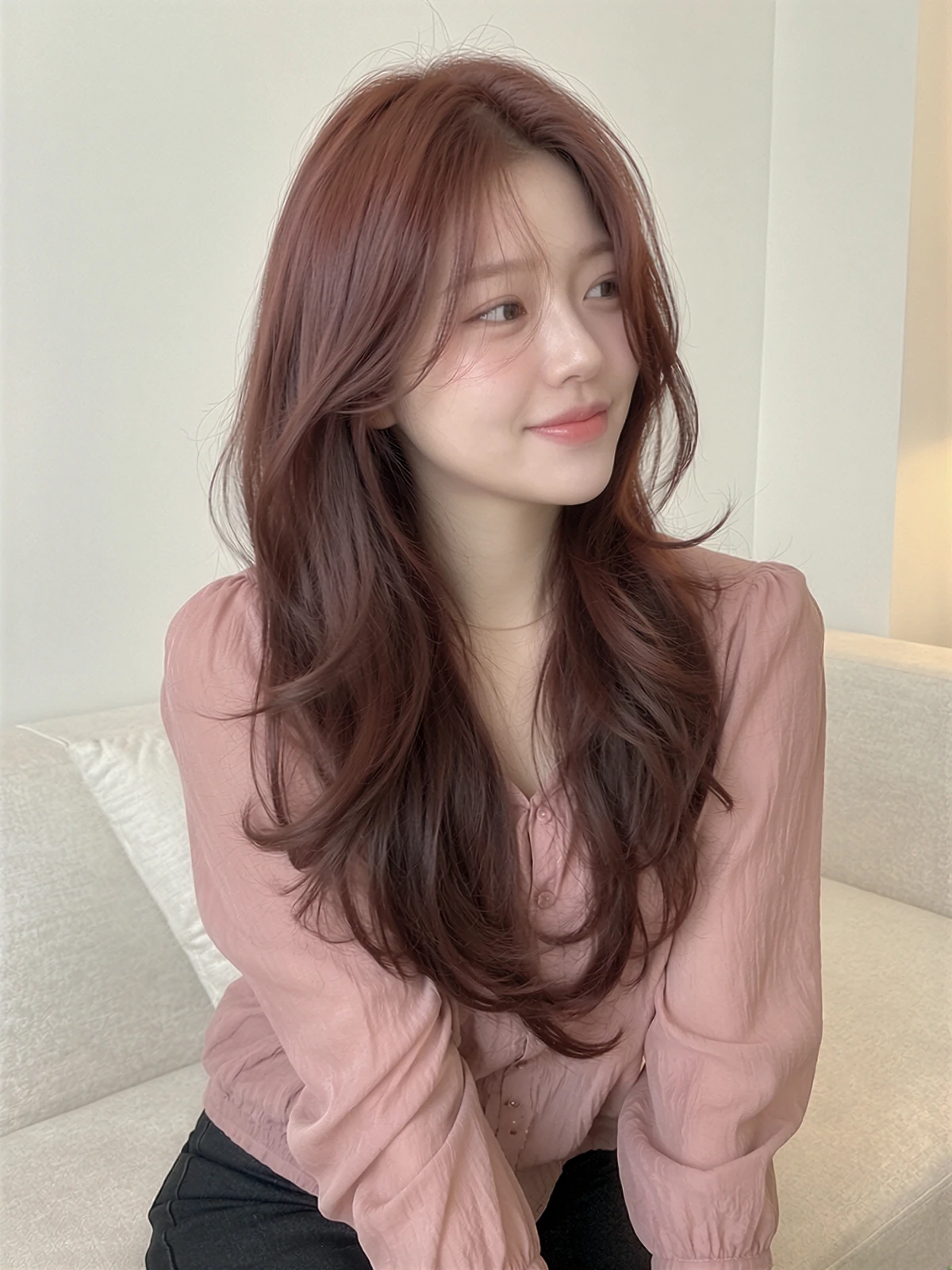 로즈 브라운 롱 웨이브