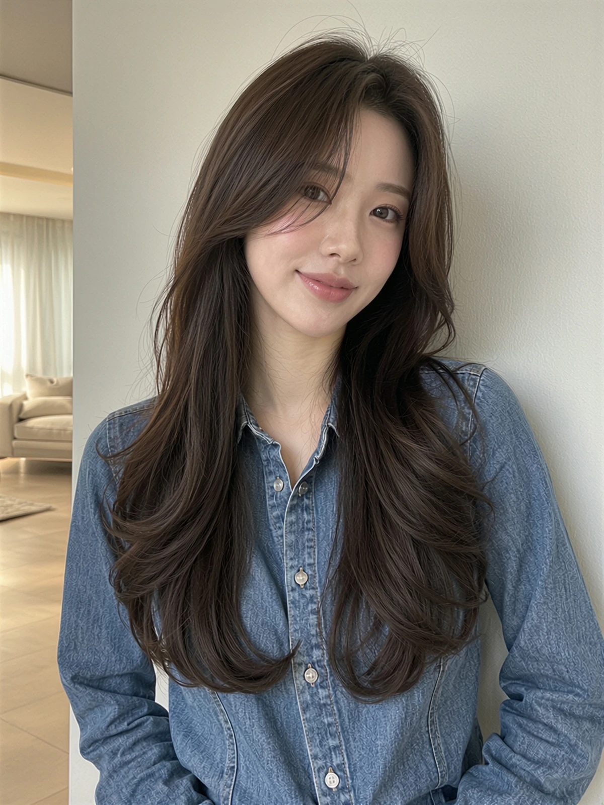 다크 롱 레이어드 웨이브