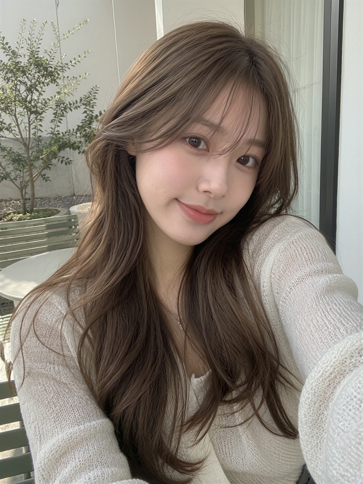 라이트 브라운 롱 레이어