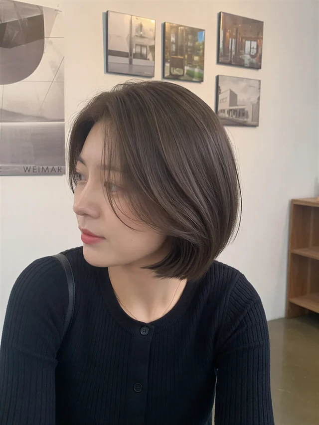 내추럴 브라운 보브컷 · 더 레드